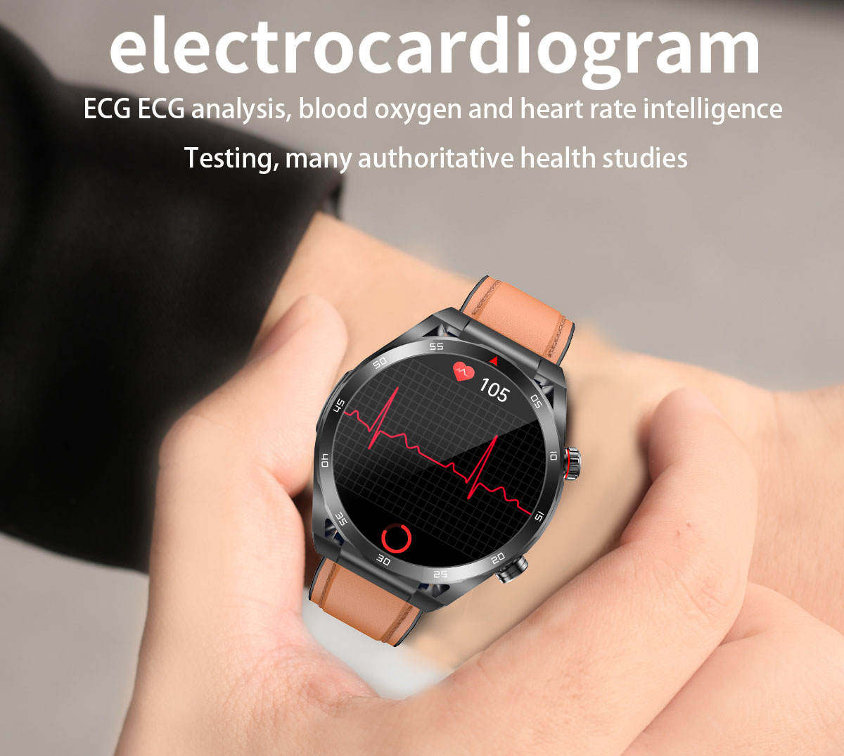 ECG Electrocardiogram VET450 Smart Watch 1.39 Inch Round Screen SOS Calling True Blood Oxygen 24 Hours Heart Rate Health Monitor